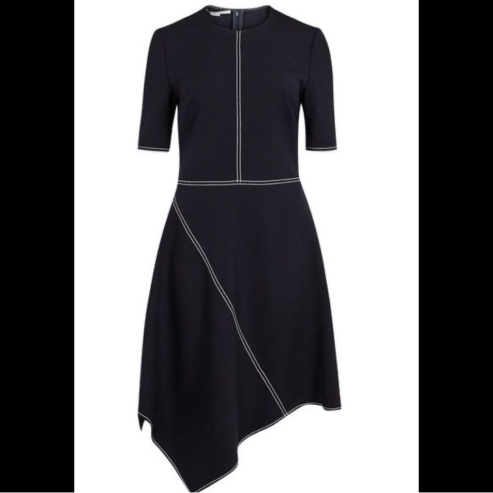 Stella McCartney Asymmetrical Black Dress with White Detailing